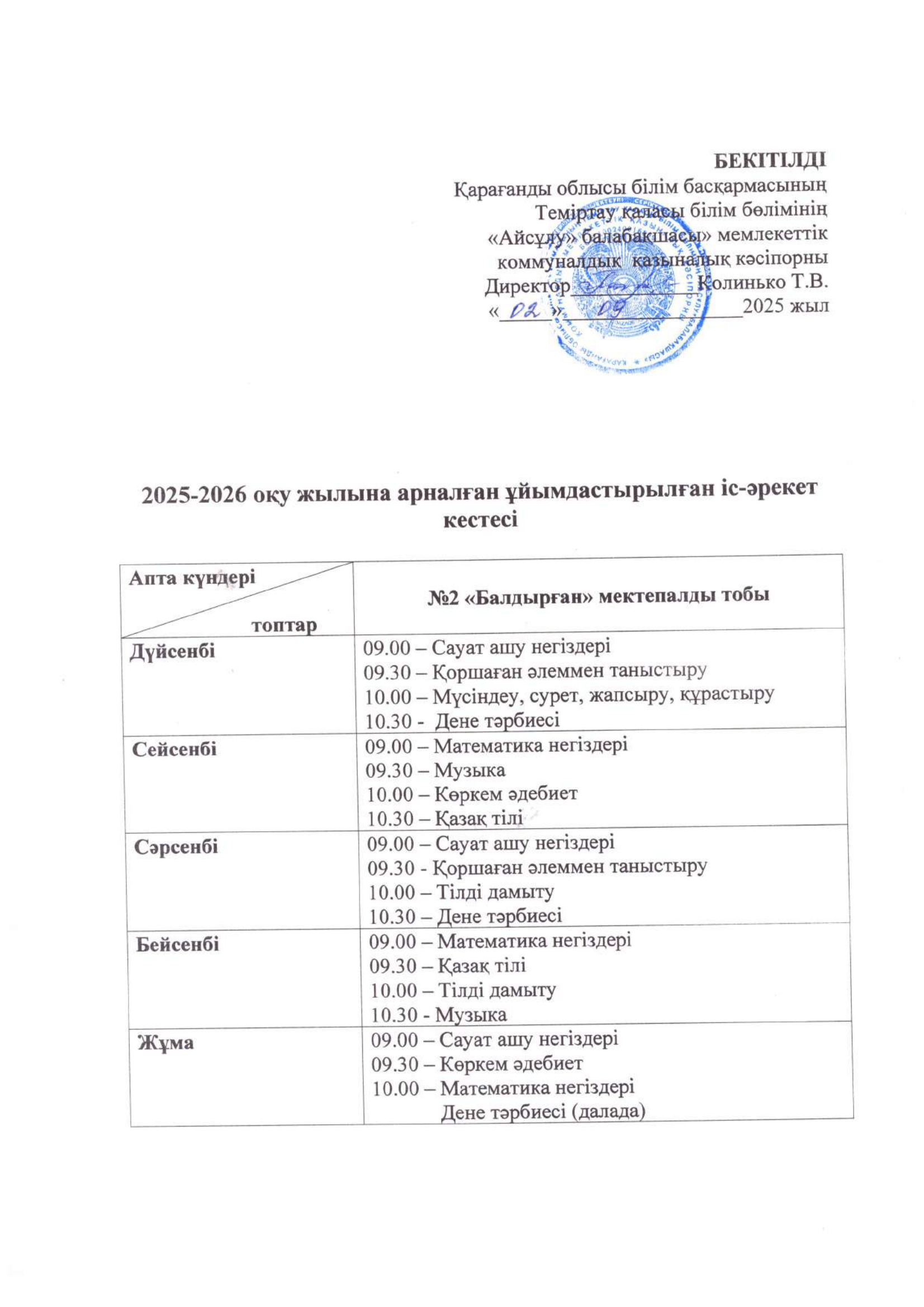 РУП Расписание режим групп для сайта каз. 08