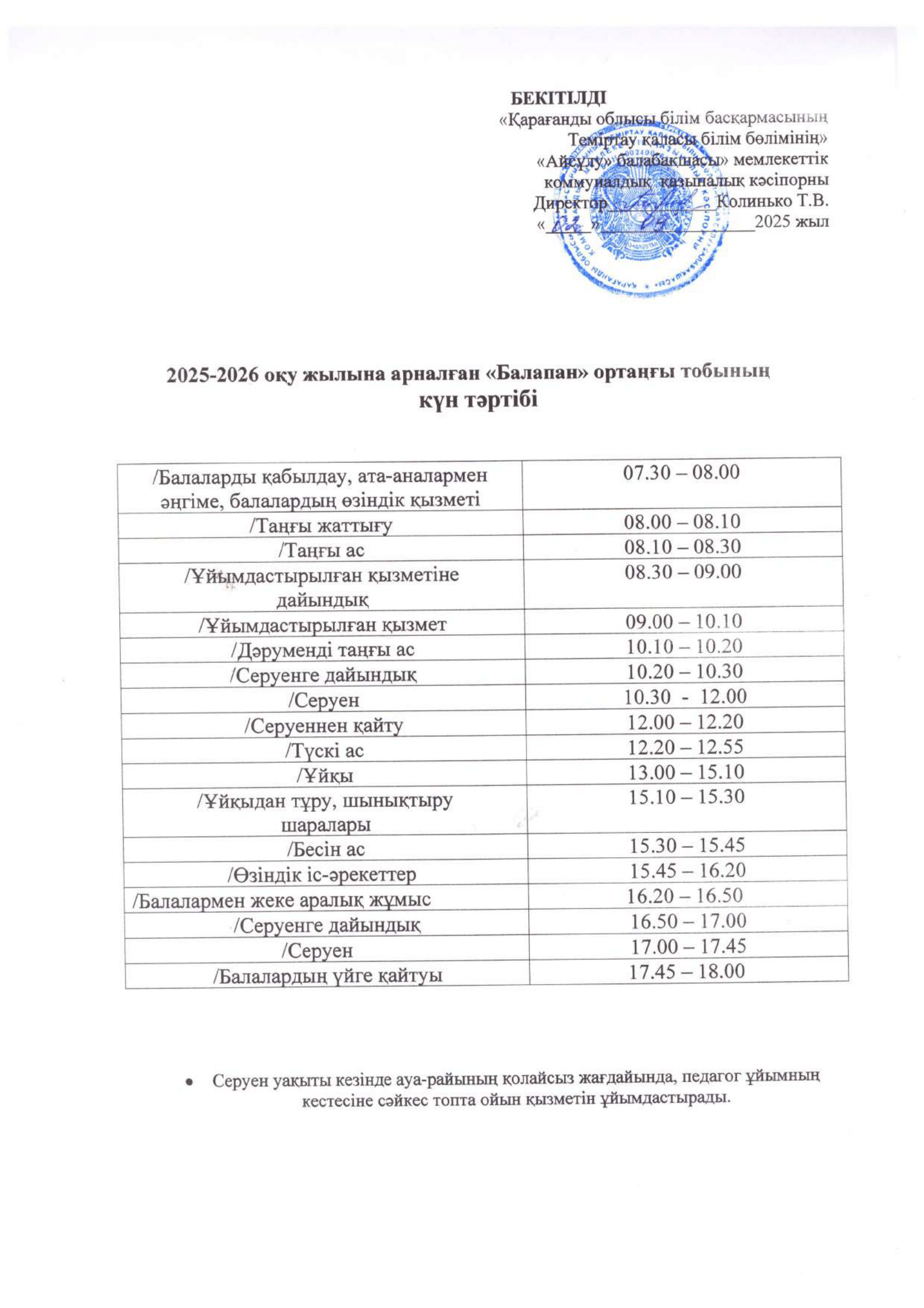 РУП Расписание режим групп для сайта каз. 09