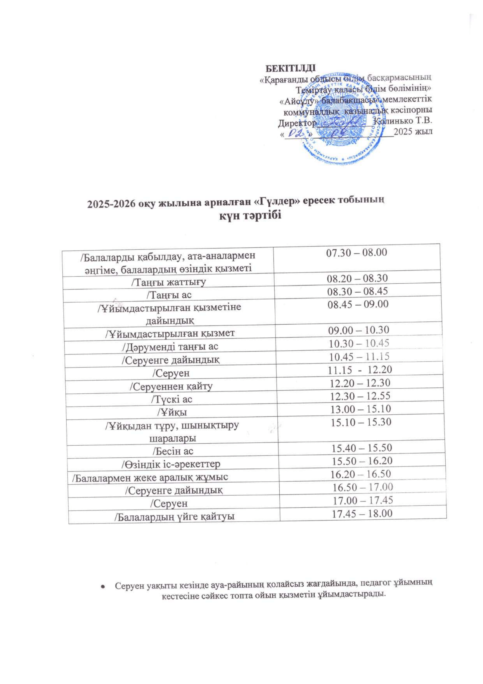 РУП Расписание режим групп для сайта каз. 11